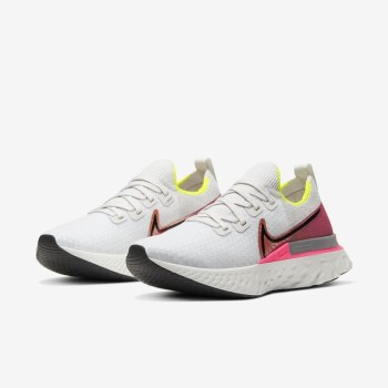 Nike React Infinity Run Flyknit - Női Túracipő - Platina/Rózsaszín/Narancssárga/Fekete